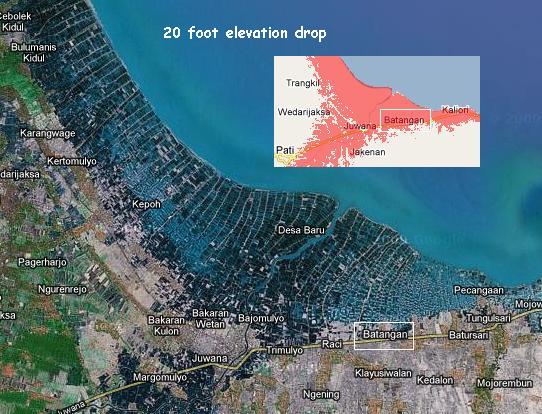 20 Foot Elevation Drop in Java Confirmed by Google Satellite